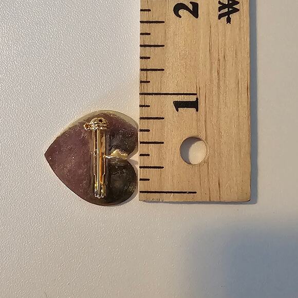 Vintage Red Heart Cloisonne Brooch Pendant with Flowers & Butterfly - Picture 5 of 5